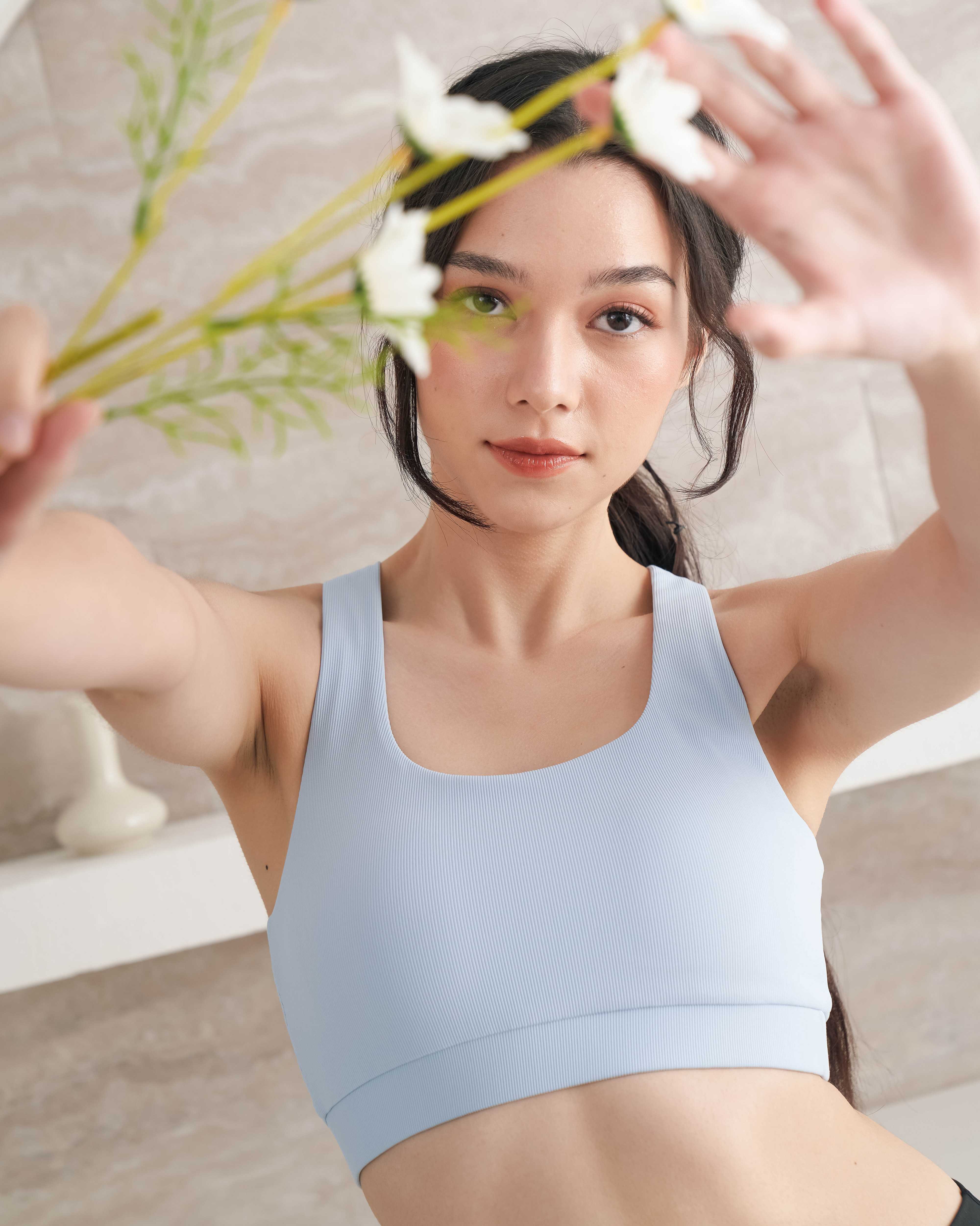 HIIT Ribbed Bra in Sky