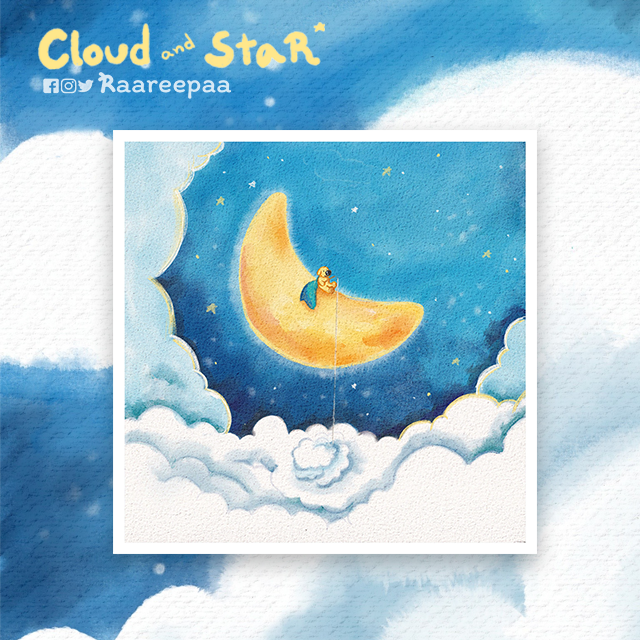 Postcard 4x4 : Moon Among The StaR [Cloud and StaR]