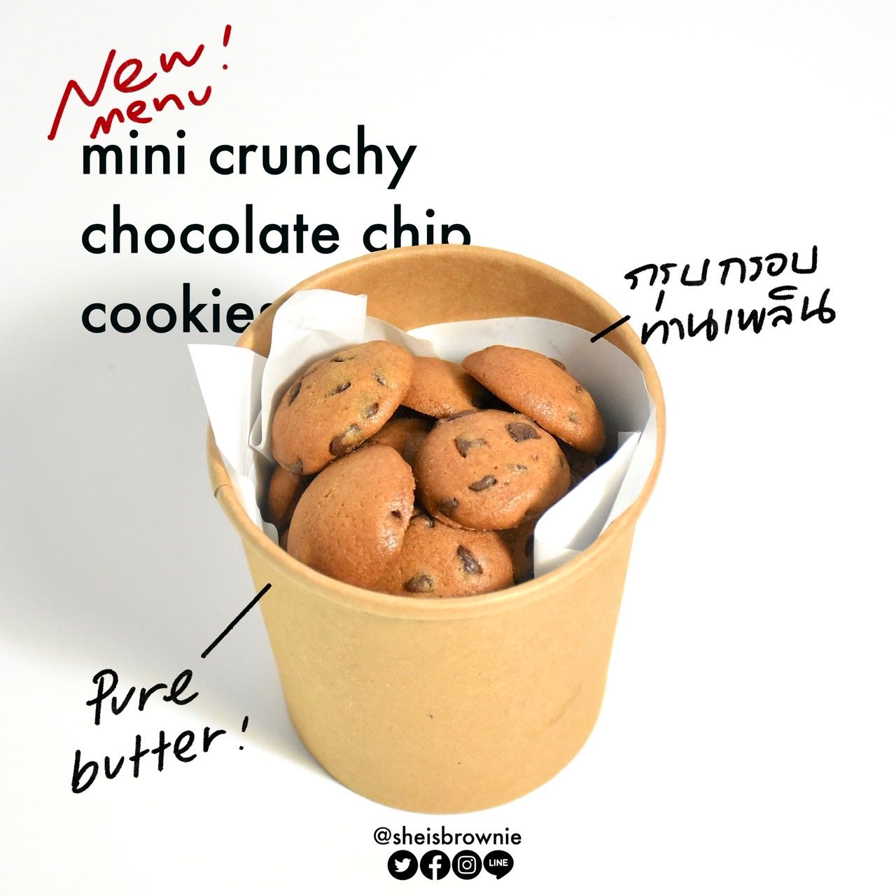 ขนมยอดนิยม/คุกกี้ช็อกโกแลตชิพมินิ/mini crunchy chocolate chip cookie 