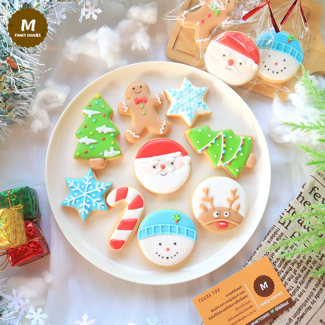 คุกกี้คริสต์มาส ขนมคริสต์มาส คุกกี้วันคริสมาส คุกกี้น้ำตาล Christmas cookies 1 ชิ้น MFancyCookies