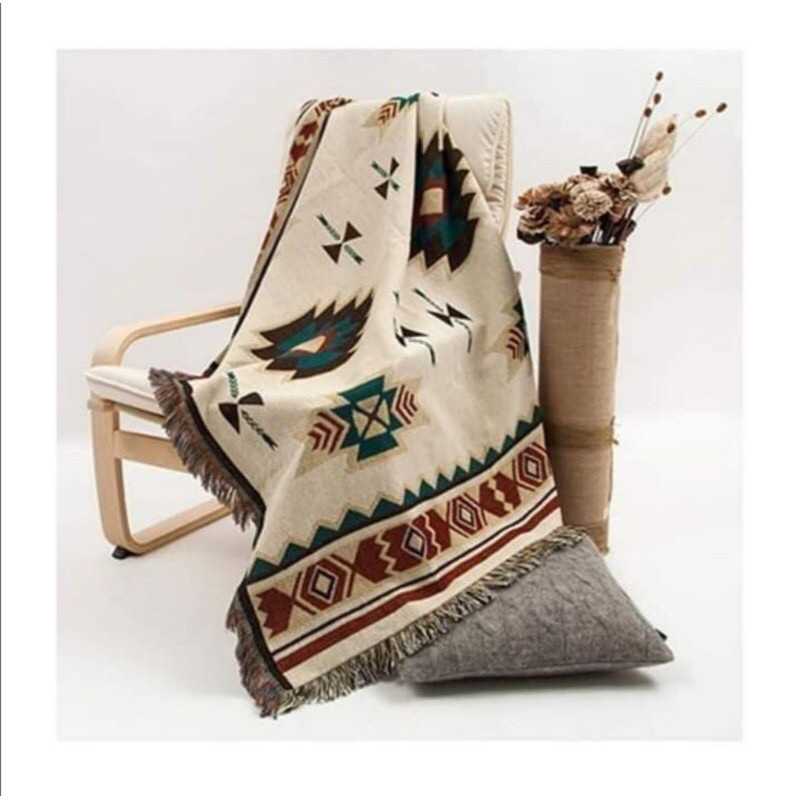 พรมผ้าทอโบฮีเมี่ยน ผ้าคลุมโซฟา ที่คลุมโซฟา