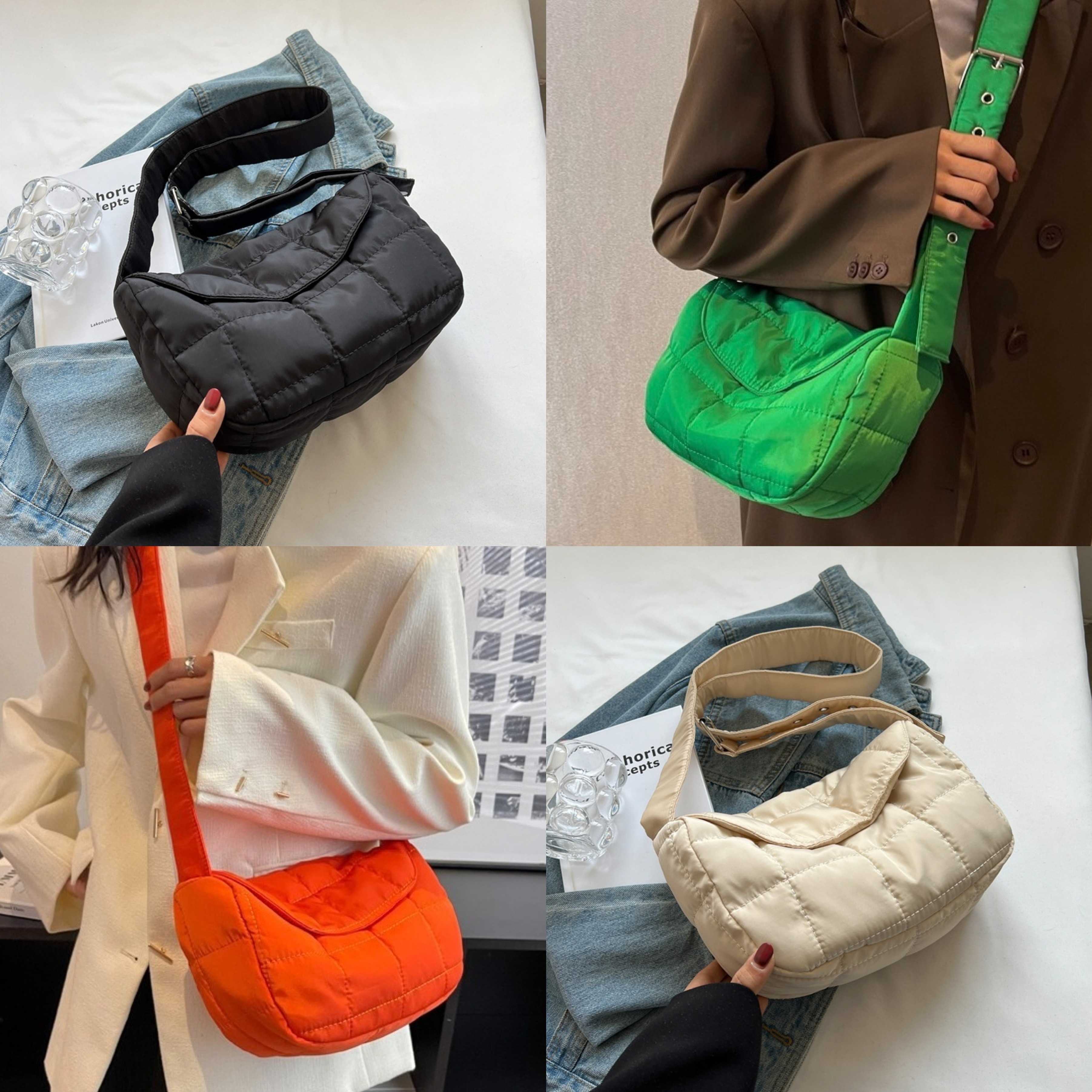 [พร้อมส่ง & PRE] กระเป๋าผ้า 4 สี ออฟไวท์,ดำ,เขียว,ส้ม ปรับสาย+สะพายข้างได้ ใส่ของได้เยอะ | QB058
