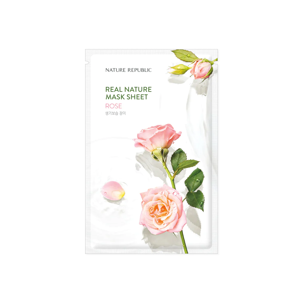 REAL NATURE ROSE MASK SHEET (23ml) มาส์กหน้า สูตรกุหลาบ