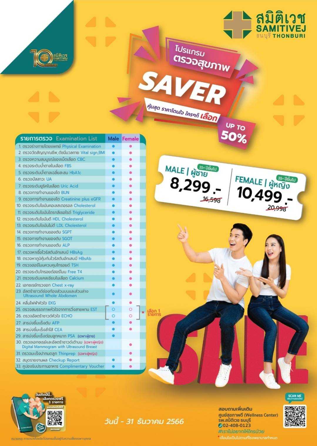 โปรแกรมตรวจสุขภาพ SAVER สำหรับผู้ชาย (Male)