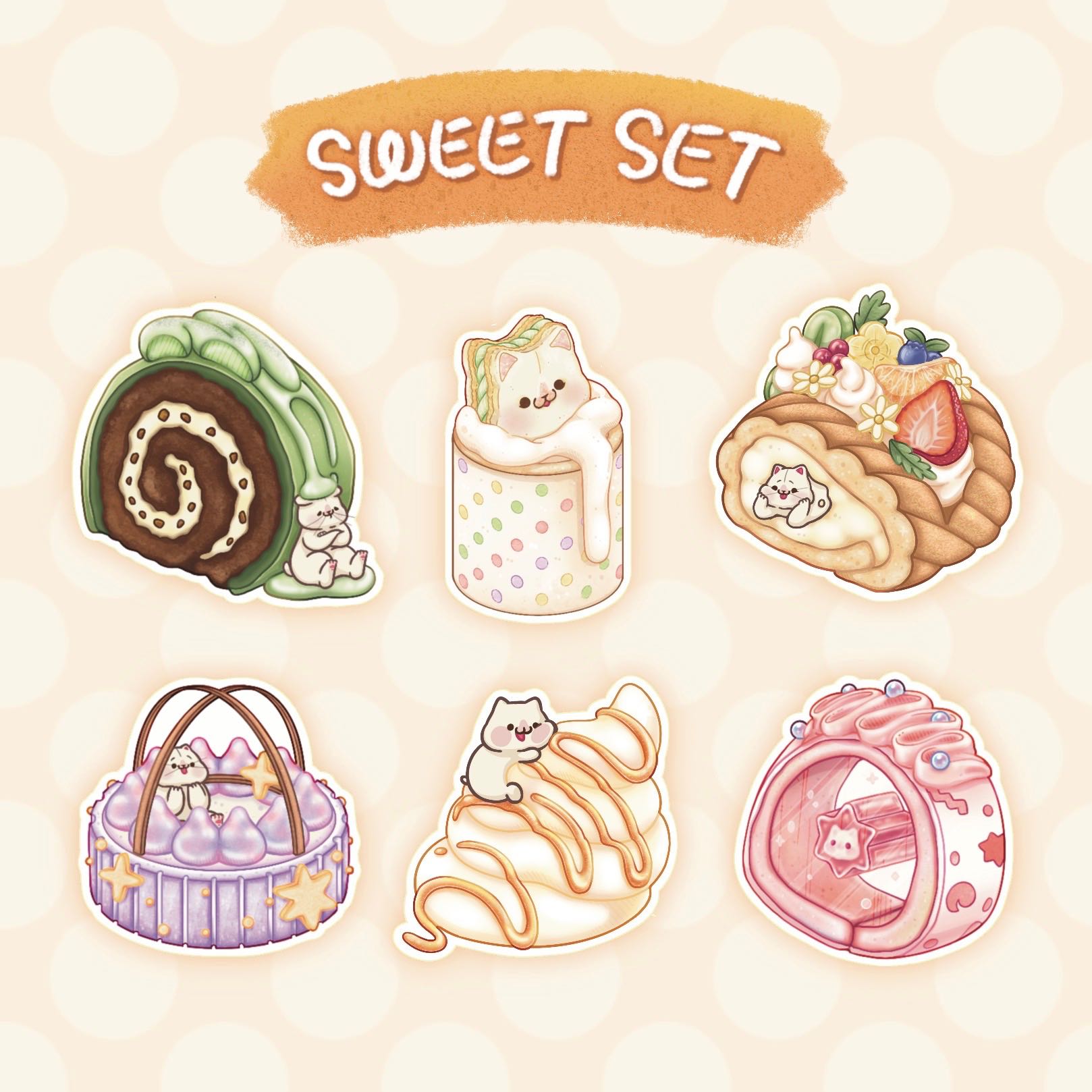 STICKERS SET - NOOD ROLL CAKE