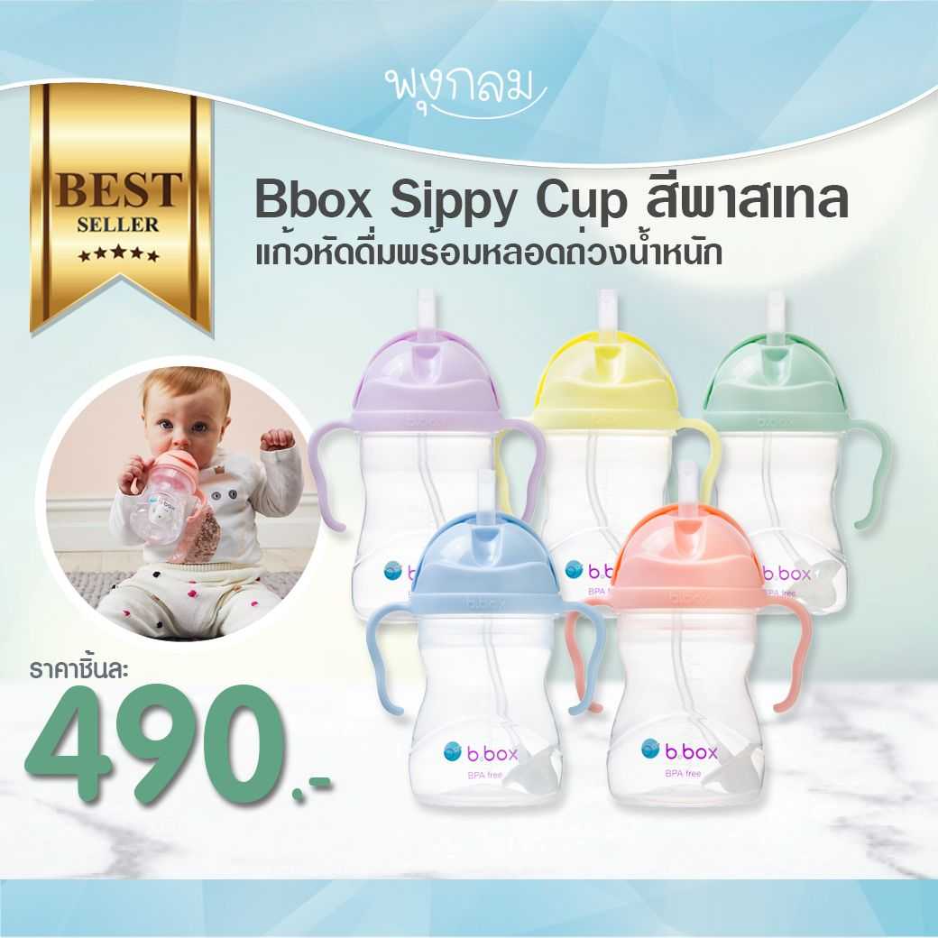 Bbox แก้วหัดดื่มพร้อมหลอดถ่วงน้ำหนัก สีพาสเทล Sippy Cup