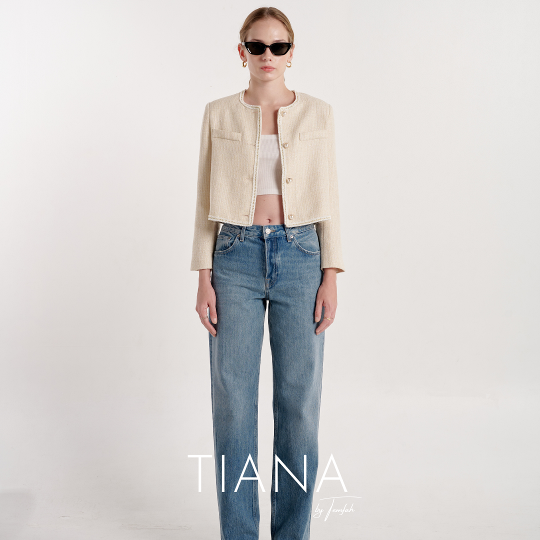 TIANA - Cara Tweed Blazer เบลเซอร์ครอป ผ้าทวีด คอกลม