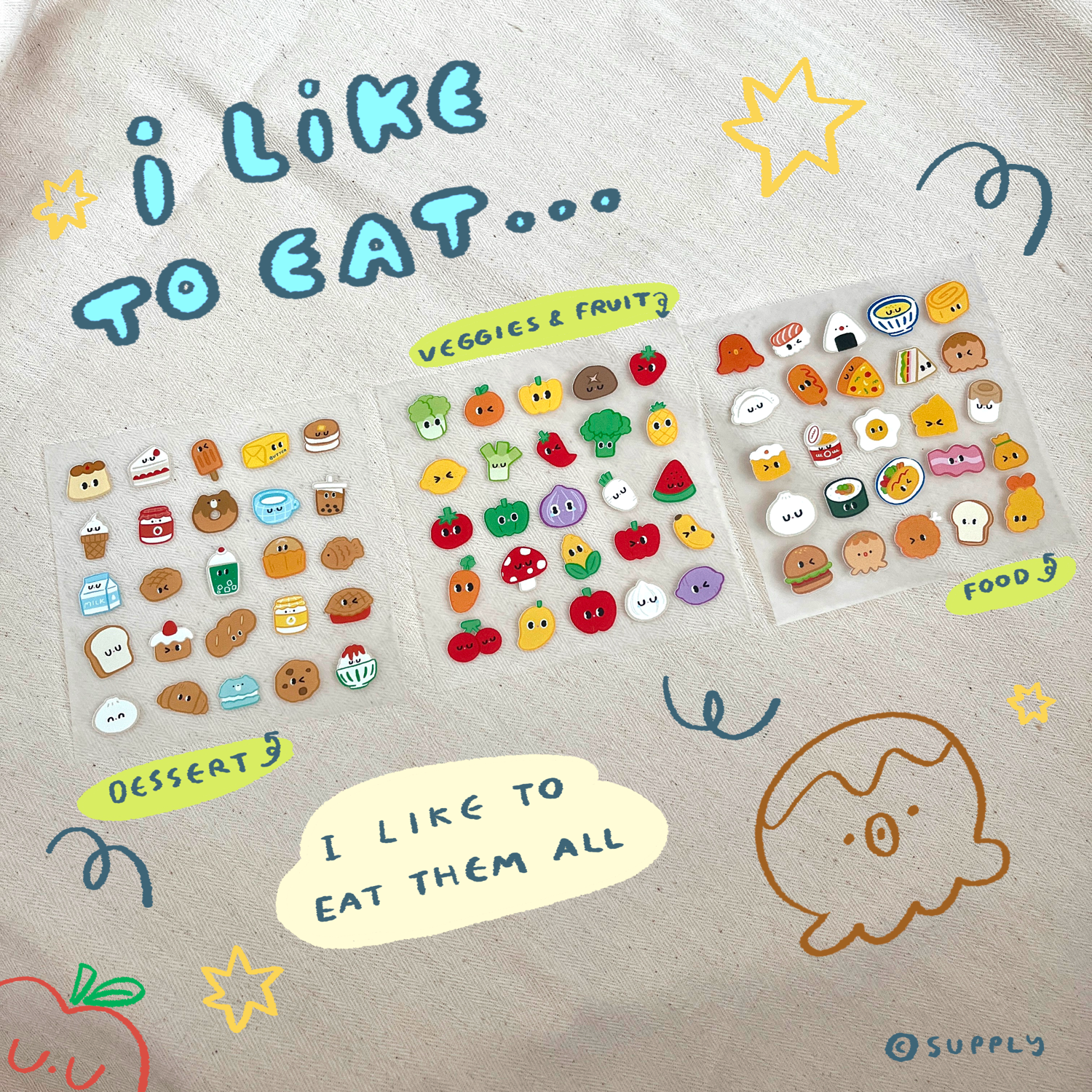 STICKER SHEET PVC _ I like to eat