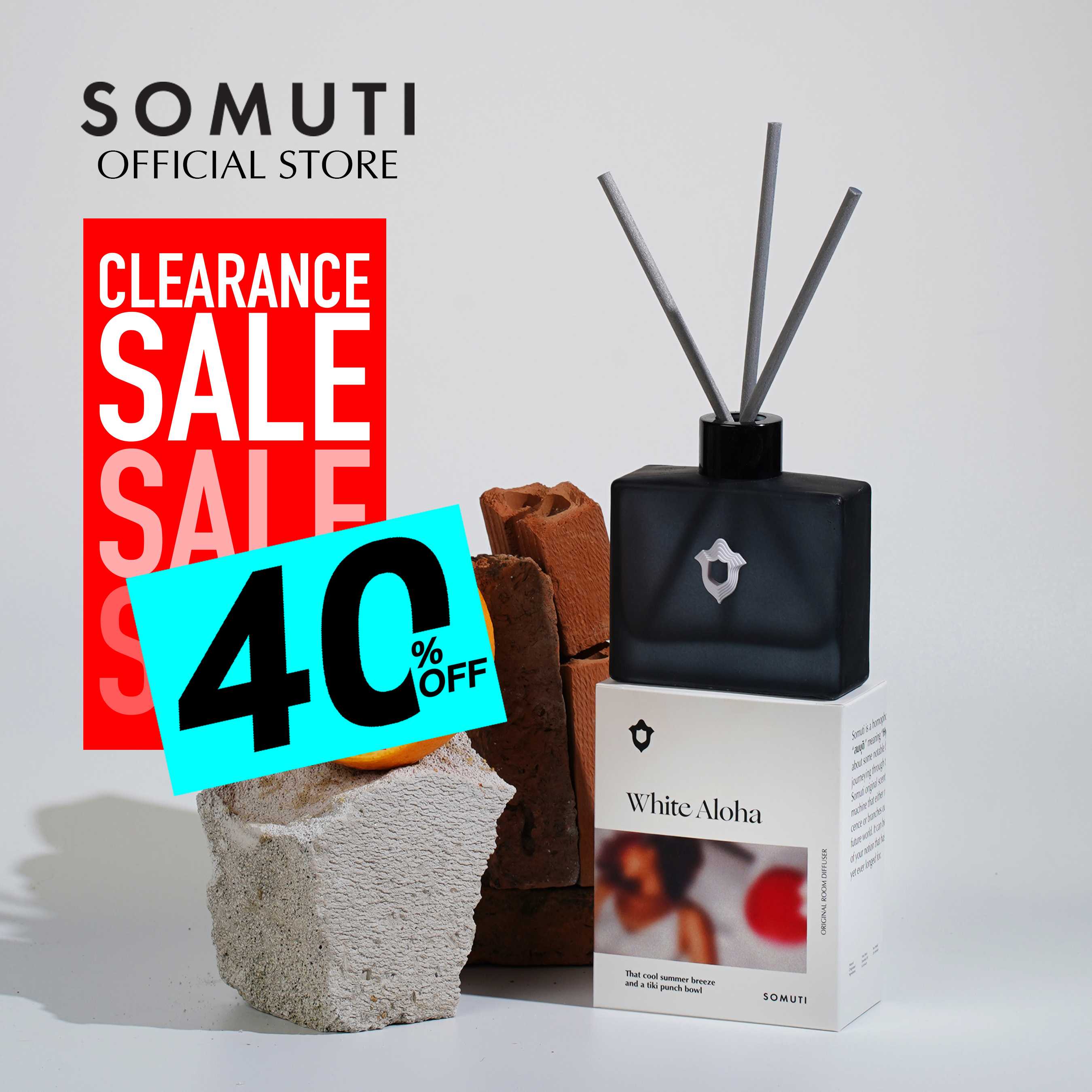 SOMUTI White Aloha Reed Diffuser Aromatherapy 100ml. ก้านไม้หอมกระจายกลิ่น น้ำหอมบ้าน ก้านไม้หอม