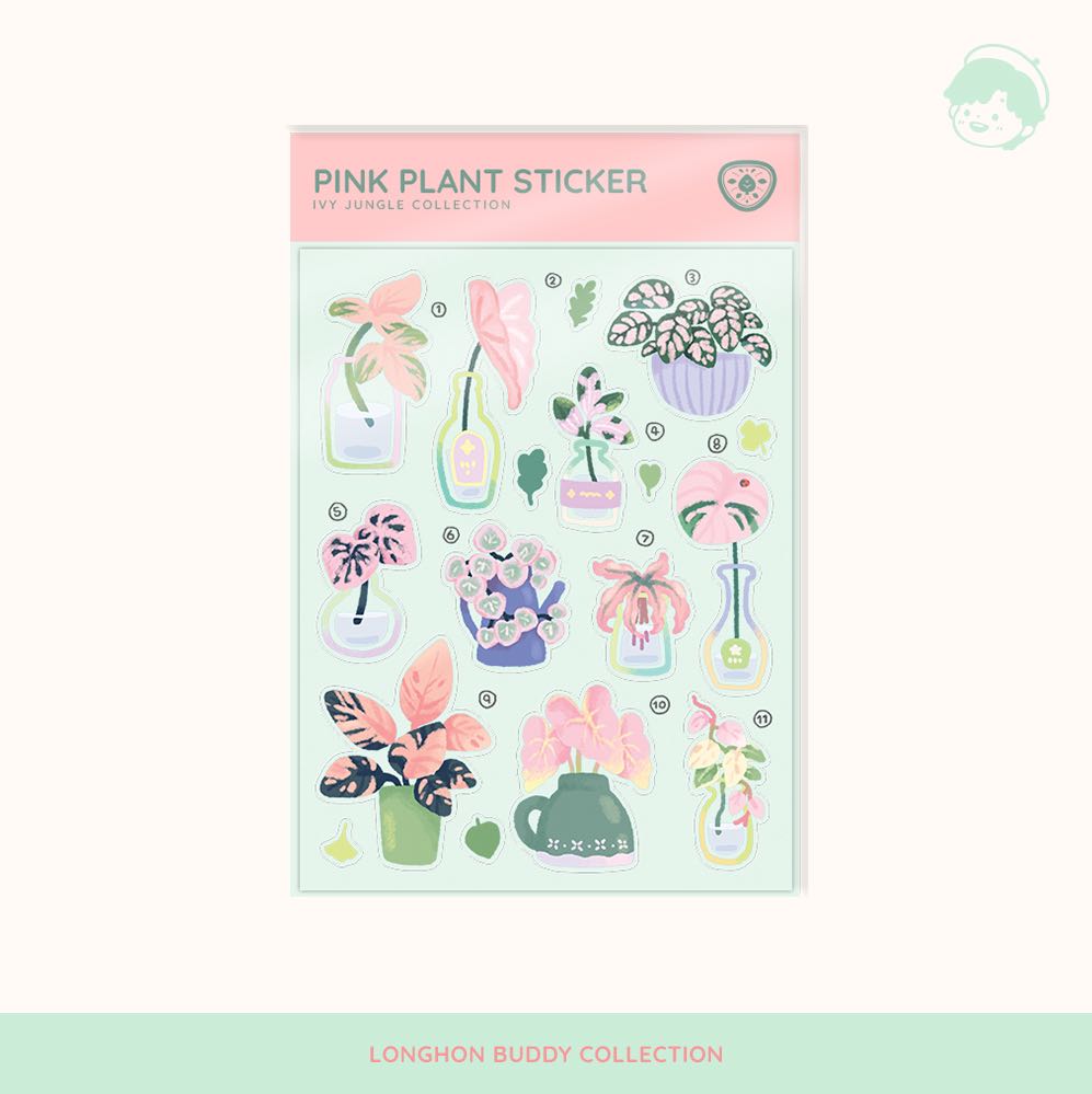 Pink Plant Sticker