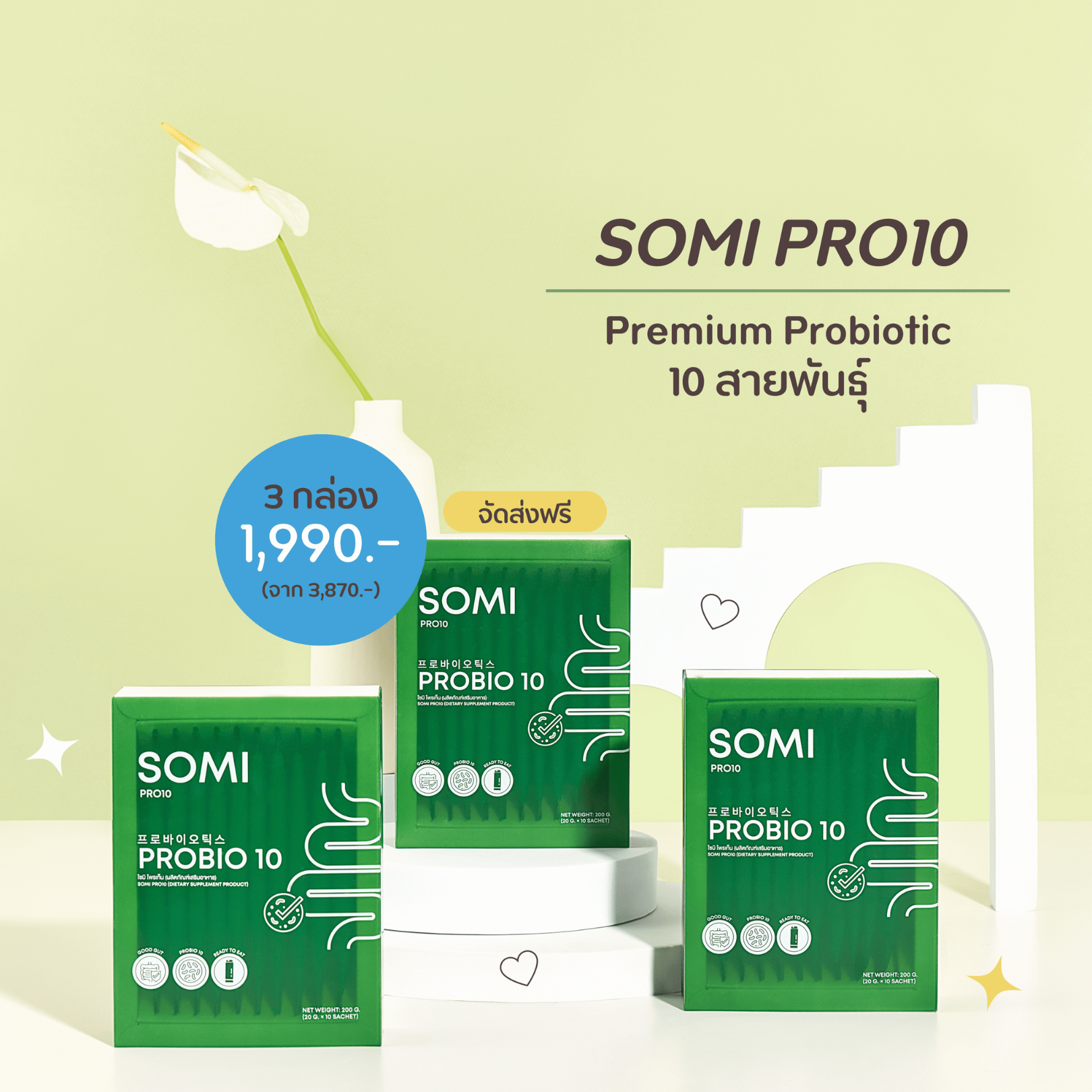 [ โปร 3 กล่อง ส่งฟรี ! ]  SOMI PRO10 โซมิ โพรเท็น เจลลี่โพรไบโอติก 10 สายพันธุ์