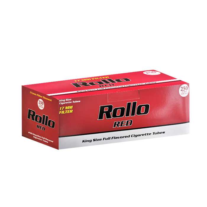 Rollo FF 250 กระดาษมวนแบบหลอดพร้อมก้นกรอง มวนร้อน สีแดง 250มวน