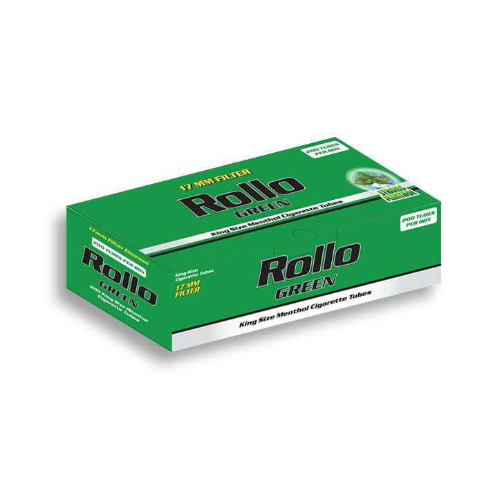 Rollo Green 200 กระดาษมวนแบบหลอดพร้อมก้นกรอง มวนเย็น สีเขียว 200มวน