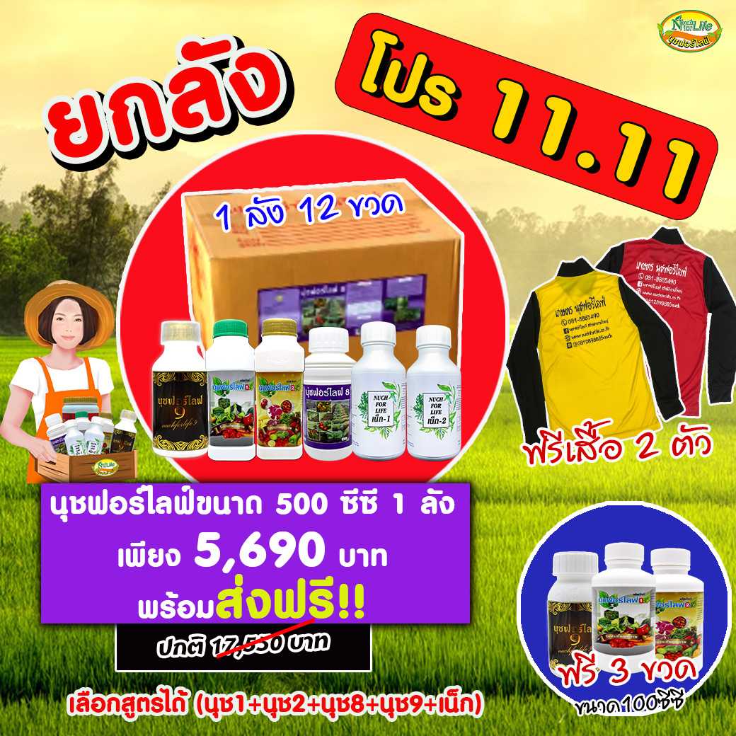 นุชฟอร์ไลฟ์เน็ก1+เน็ก2 ขนาด500cc  1 ยกลัง(12 ขวด) แถมฟรี 3 ขวดขนาด100cc