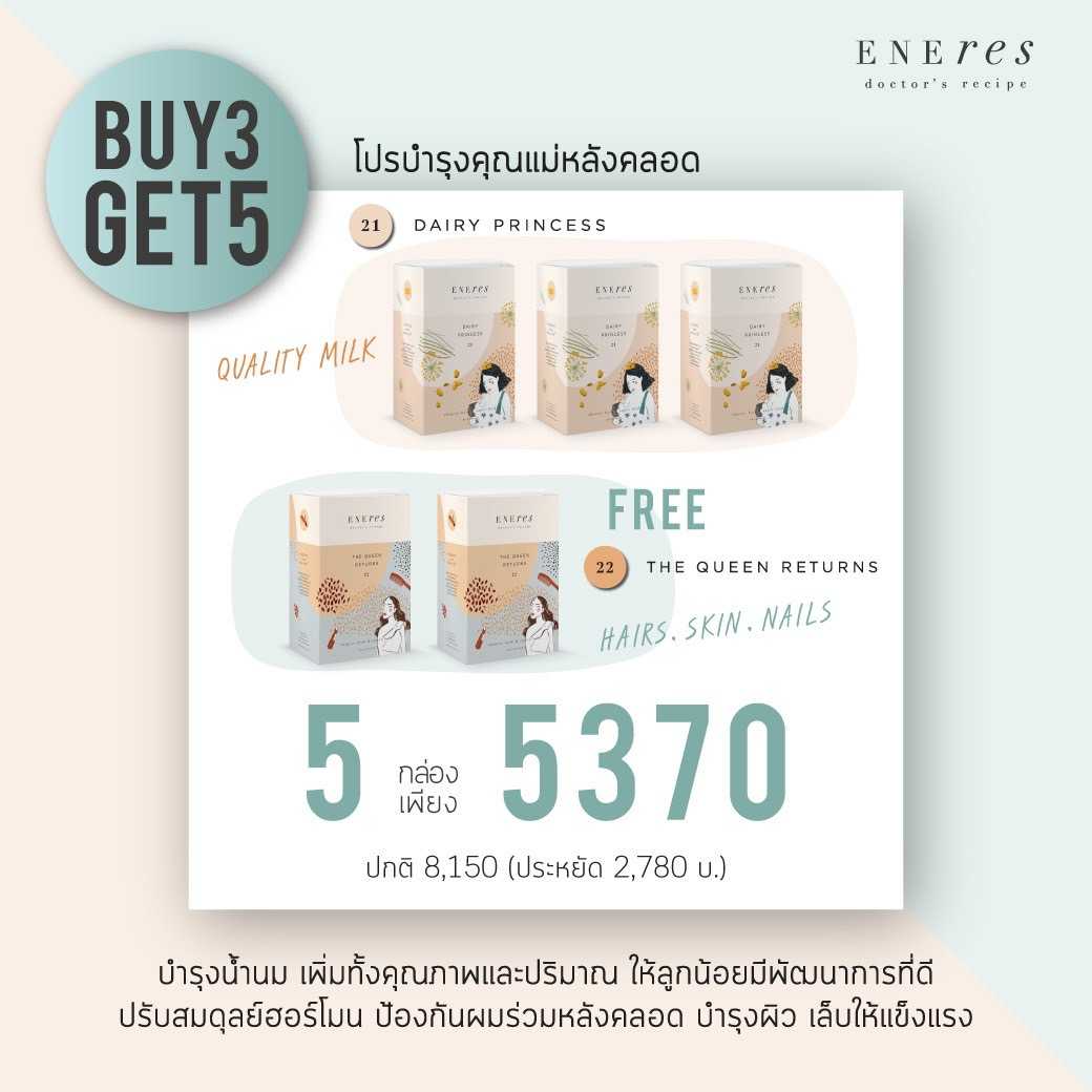 ขายดี! เซ็ตบำรุงหลังคลอด | 3Free2 | สูตร21 บำรุงน้ำนม 3  กล่อง +สูตร22 บำรุงผมผิวเล็บ 2 กล่อง