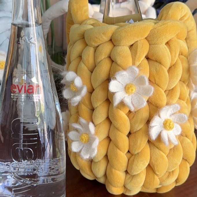 Daisy Knitted Basket Mustard (Bag only)
