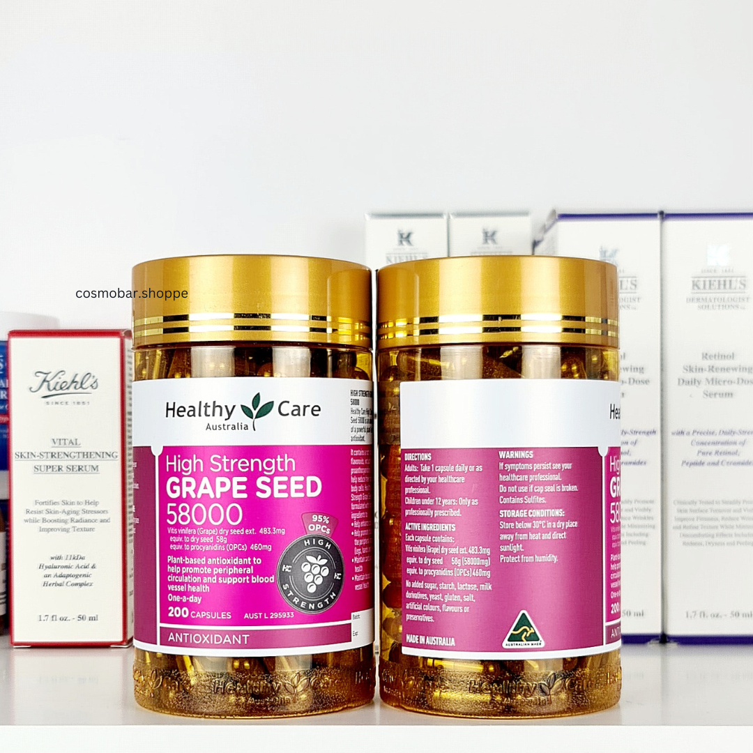 [หมดอายุ 03/2026] ผิวกระจ่างใส Healthy Care - High Strength Grape Seed 58000 200capsules