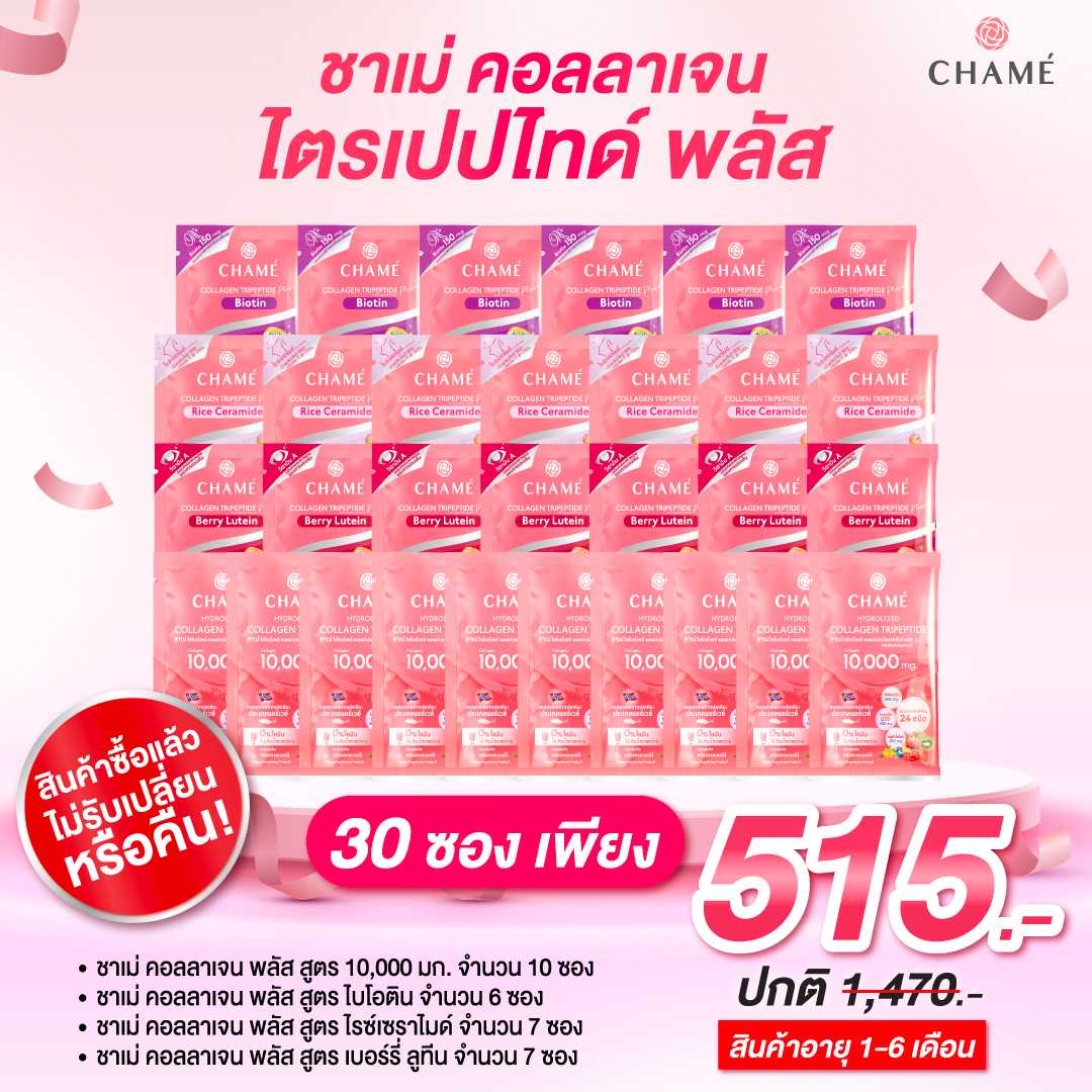 [Clearance] CHAME Collagen Plus คละสูตร 30 ซอง คละ Lot Exp.