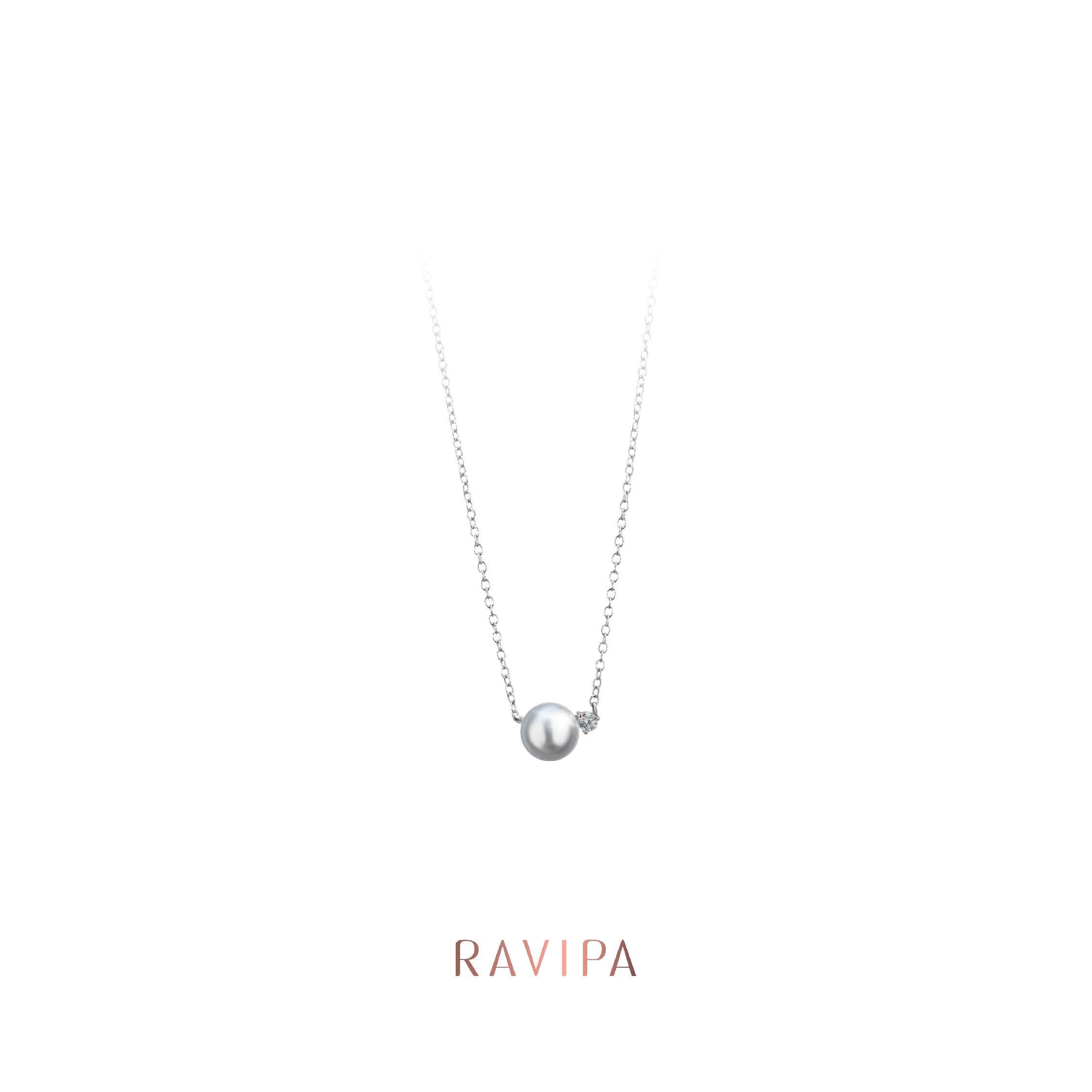 Viva Diamond Moon Grey Pearl Necklace  - สร้อยคอ