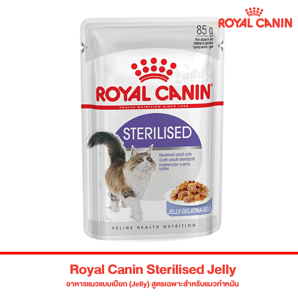 Royal Canin Sterilised อาหารแมวแบบเปียก (Jelly) สูตรเฉพาะสำหรับแมวทำหมัน (85g)